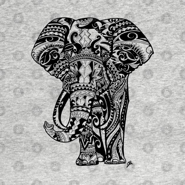 Elephant tribal pattern mandala by Juliet & Gin
